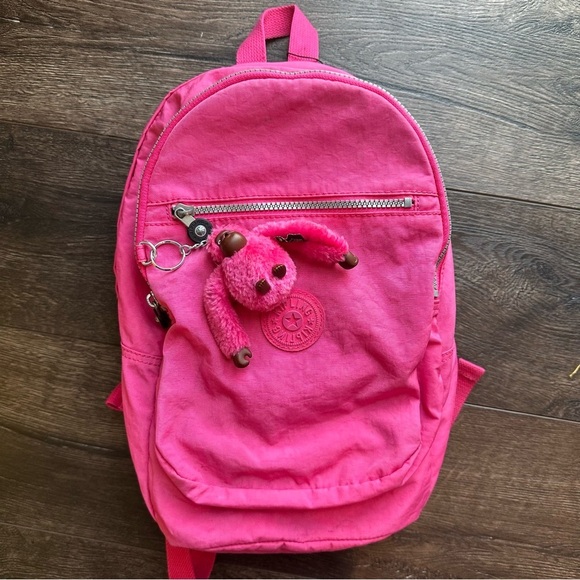 Kipling Pink Backpack with Plush Keychain - Picture 1 of 4